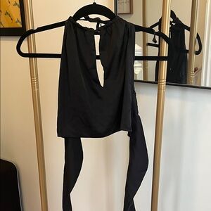 Garage Black Halter Crop Top with Back Tie